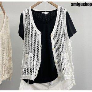 サマーベスト レディース ベスト レイヤード風 ニット 彫り サマーニット 重ね着風 メッシュ 透けし おしゃれ ノースリーブ 薄手 夏 Hl0511 Ll46 アミグshop 通販 Yahoo ショッピング