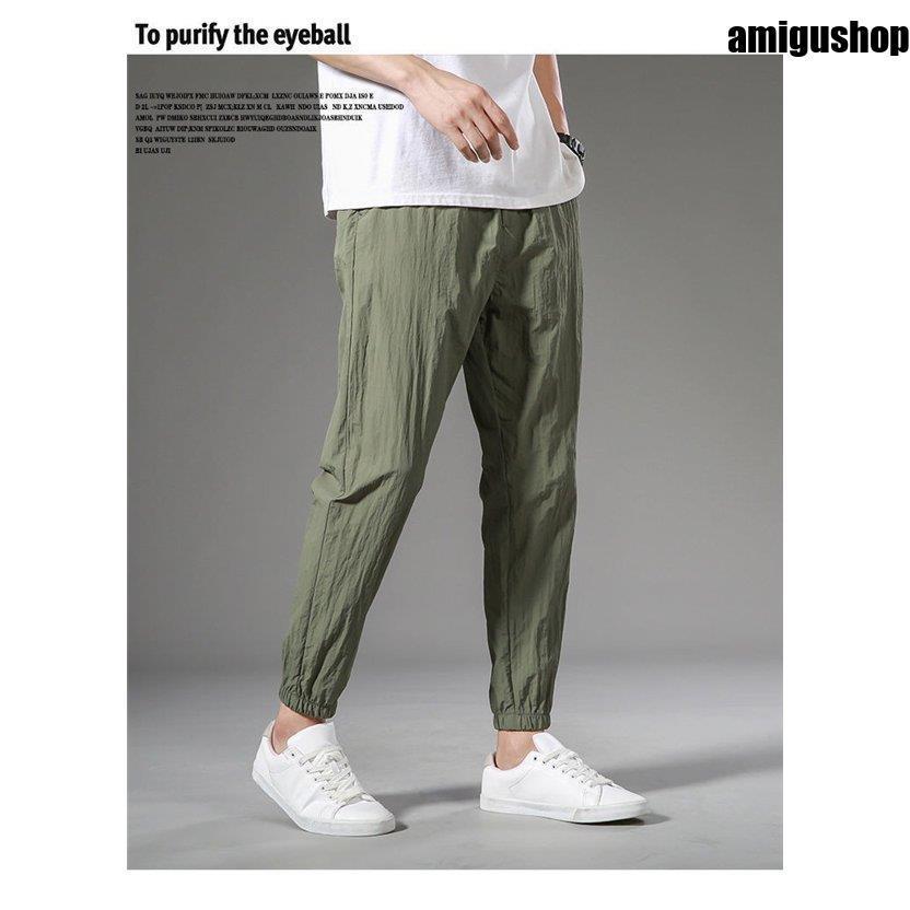 ジョガーパンツ 接触冷感 メンズ 無地 吸汗 速乾 ドライ 通気 八分 九分丈 快適 薄手 夏ズボン 涼しいズボン ドライパンツ 涼しい 肌触り 夏服 Hl0614 Iq495 アミグshop 通販 Yahoo ショッピング