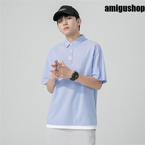 希少 黒入荷 メンズウエア 半袖ポロシャツ メンズ 重ね着風 ボタンダウンシャツ 半そで 半袖ポロシャツ メンズ 重ね着風 ボタンダウンシャツ 半そで シャツ メンズポロシャツ お兄系ポロシャツ ジュニア 配色切替 立ち襟 夏服 サマー Www Threeriversofs Com