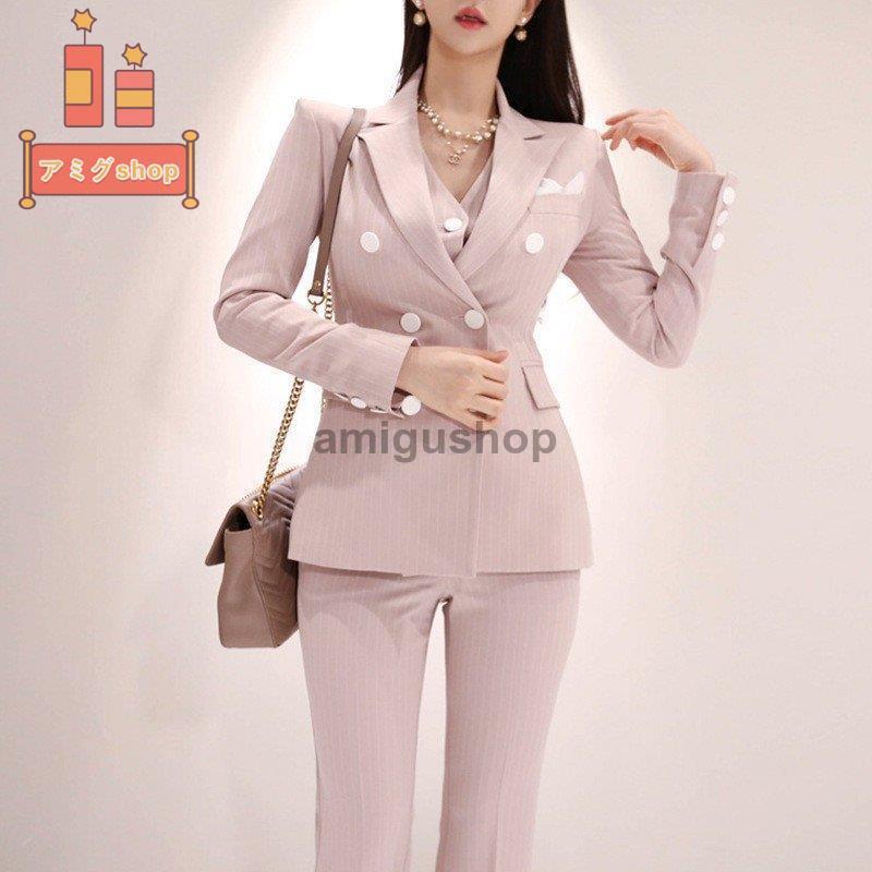 お買い得 セットアップ レディース パンツスーツ 春 秋 3点セット スーツジャケット ワイドパンツ ベスト お洒落 オフィス セレモニー 通勤 Ol 着痩せ 女性 30代 40代 Www Cancousa Com