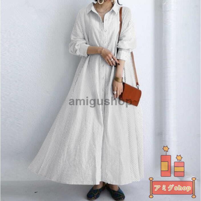 シャツワンピース シャツワンピ ロングシャツ 2way ワンピース レディース 綿麻ワンピース リネンワンピース ストライプ Aライン ロング丈 Jep8haxlwi ファッション Valleymill Com