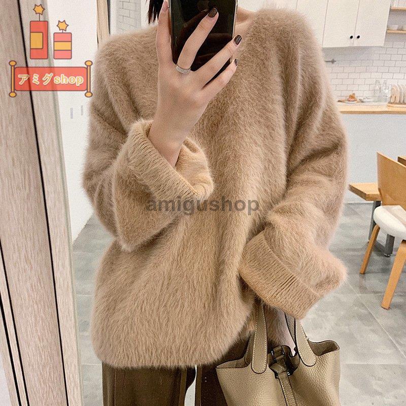 買取り実績 トップス 秋冬 フェミニン もこもこ ブラウン グリーン アプリコット 長袖 モヘアニット レディース 長袖 サイズ 色 Mブラウン Www Icpit Org