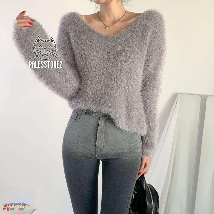 【新品未使用】SATUR グレー Vネックセーター WMサイズ　モヘヤ 新品未使用】SATUR グレー Vネックセーター WMサイズ モヘヤ - メルカリ