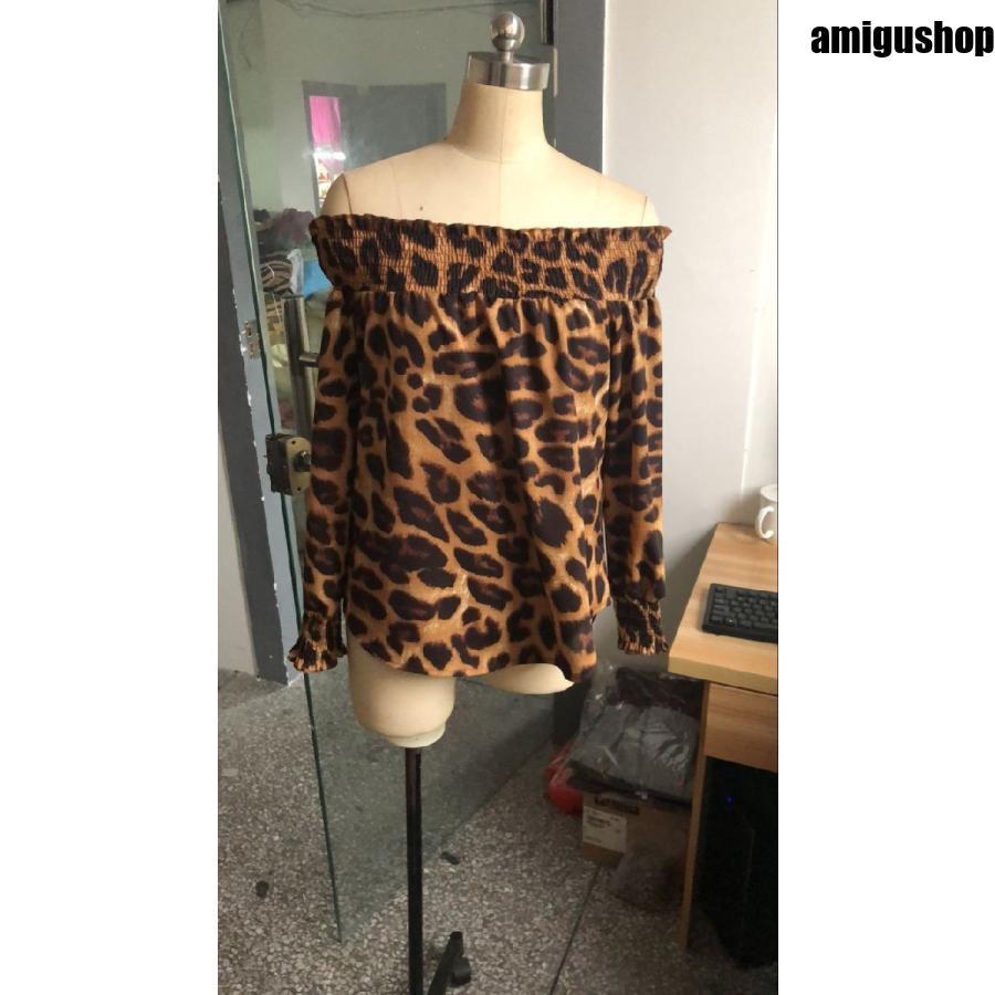 カットソー オフショルダー レオパード ヒョウ柄 豹柄 アニマル カットソー オフショルダー レオパード ヒョウ柄 豹柄 アニマル