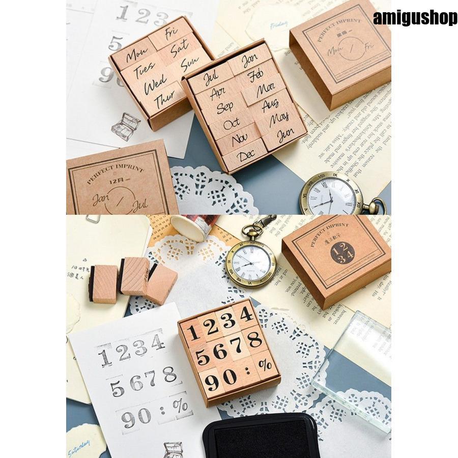 スタンプ デザインスタンプ ゴム印 はんこ 判子 木製 数字 曜日 月 12 
