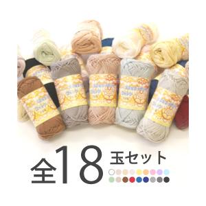 毛糸 春夏 あみもねっと さらさらつやつやコットン １８色１８玉セット 中細 | 