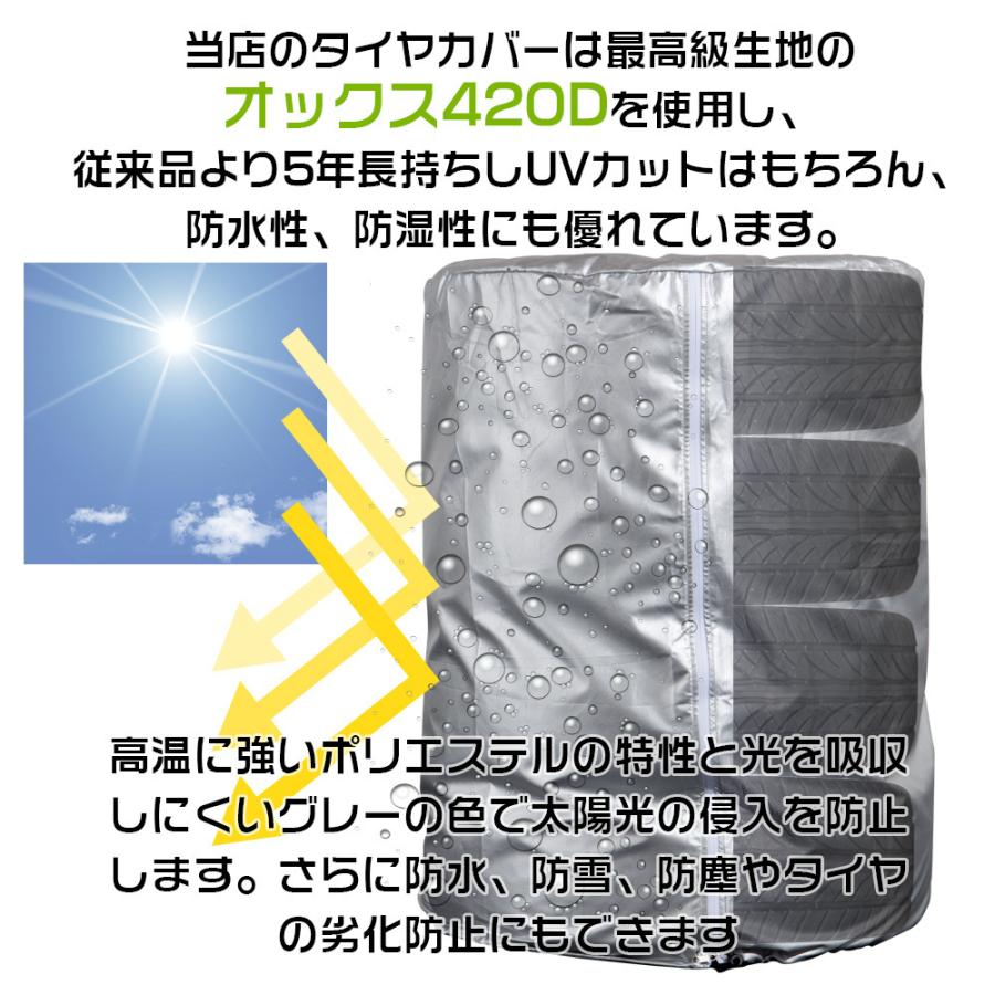 タイヤカバー UVカット 屋外 4本収納 サイズL 車 タイヤ劣化防止