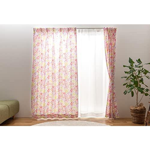 ユニベール すぐに使えるセットカーテン (レース付き) 幅100cm×丈200cm 4枚組 洗える ミックス 4Pフィノ