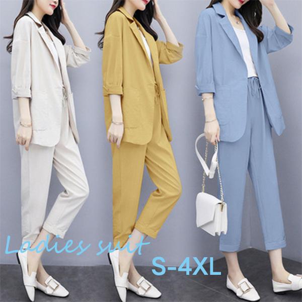 人気ブランドを セットアップ レディース パンツスーツ 夏 ブレザー フォーマル上下セット 2点セット スーツ 長袖 オフィス おしゃれ 体型カバー 着痩せ 安い 入学式 通勤 Ol G Grafiti Si