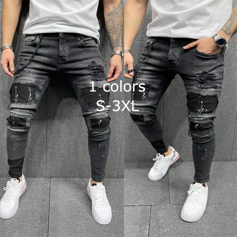 ダメージジーンズ スキニーパンツ ジョガーパンツ メンズ ストレッチデニム 大きいサイズ ストリート ファッション おすすめ