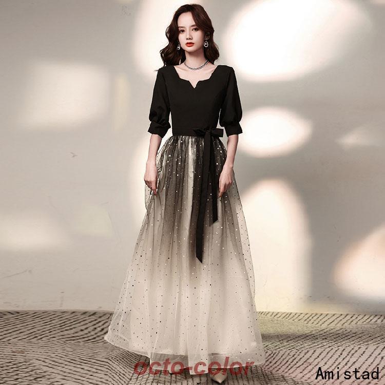 ドレス 大人 ピアノ 発表会 高校生 パーティードレス 中学生 演奏会ドレス 黒 ロングドレス 結婚式ドレス ブラック マキシ丈 ジュニア キラキラ 韓国 カクテル | ブランド登録なし | 04