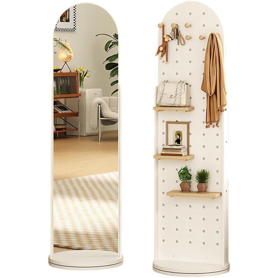 回転式スタンドミラー 全身鏡 収納 北欧 姿見鏡 おしゃれ 大型ミラー