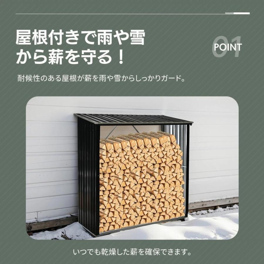新登場！薪小屋＆収納庫 屋外 屋根付き 薪ラック 耐荷重300KG　BLACK 新登場！薪小屋＆収納庫 屋外 屋根付き 薪ラック 耐荷重300KG BLACK