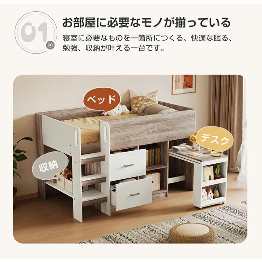 2段ベッド 二段ベッド はしご パイプ パイプベッド ハイタイプ ミドルタイプ ア_3
