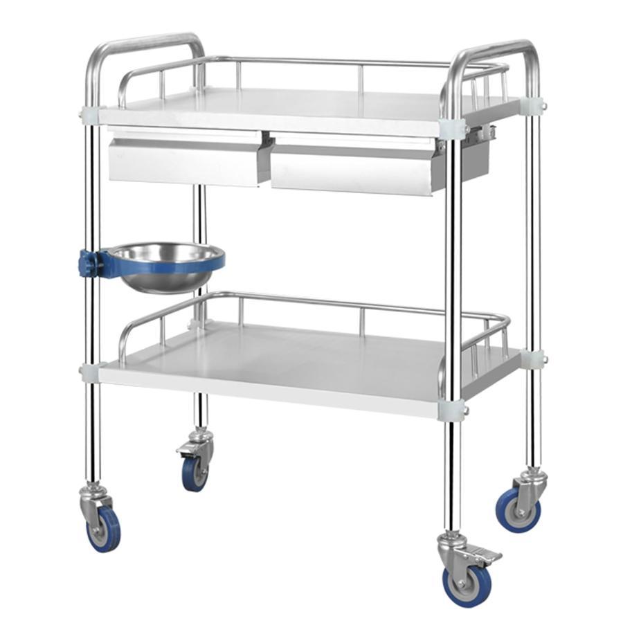 医療用ワゴン　キャスター付き 3段 耐荷重100KG 360°回転ステンレス 医療用ワゴン キャスター付き 3段 耐荷重100KG 360°回転ステンレス