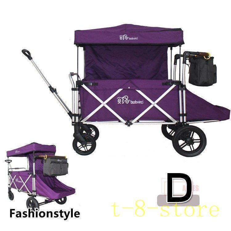 bebépram 折りたたみ式ベビーカー　ストローラーワゴン　パープル ベビーカー 二人乗りベビーカー ツインカート 多人用 キャリーワゴン