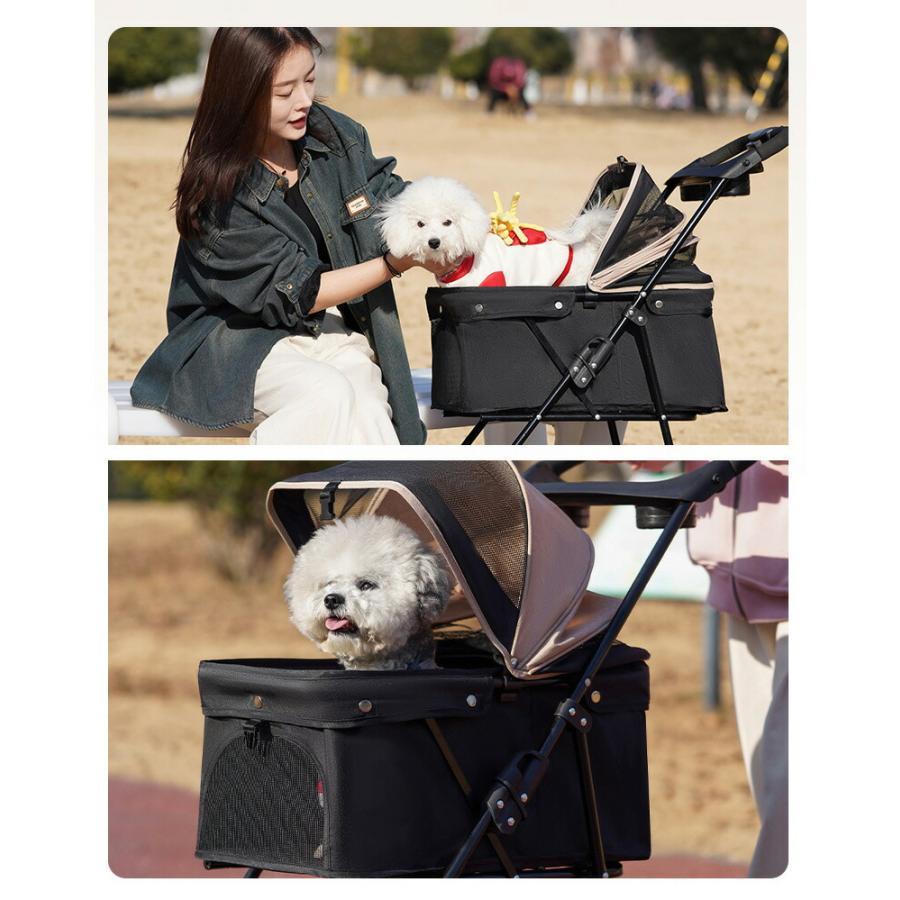 ペットカート 折りたたみ ペットキャリーカート 犬用ベビーカー 猫犬兼用 犬用カート 多機能 小型犬 多頭用 ミニ 4輪 耐荷重15kg ペットバギー 組み立て簡_15