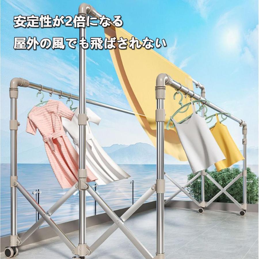 室内 物干しスタンド 折り畳み 物干し竿 X型 物干しラック 伸縮洗濯物干し 家庭用布団干し タオルハンガー 部屋干し フック 大容量 ステンレス製 防錆 軽量型 ハの画像