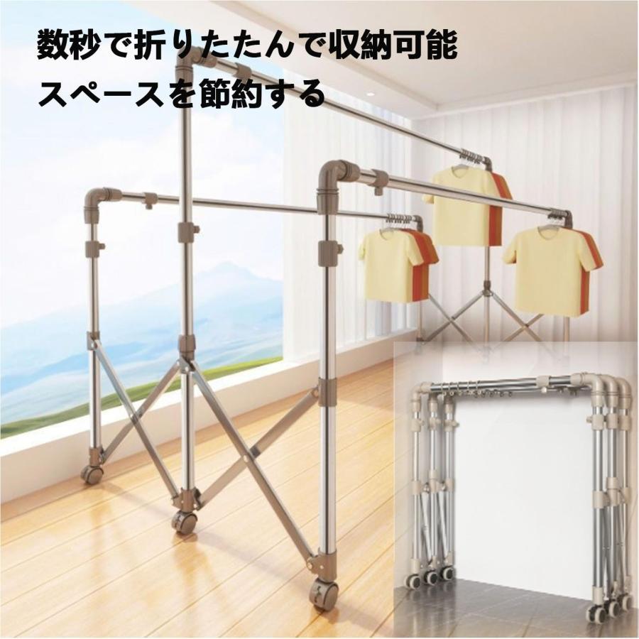 室内 物干しスタンド 折り畳み 物干し竿 X型 物干しラック 伸縮洗濯物干し 家庭用布団干し タオルハンガー 部屋干し フック 大容量 ステンレス製 防錆 軽量型 ハの画像