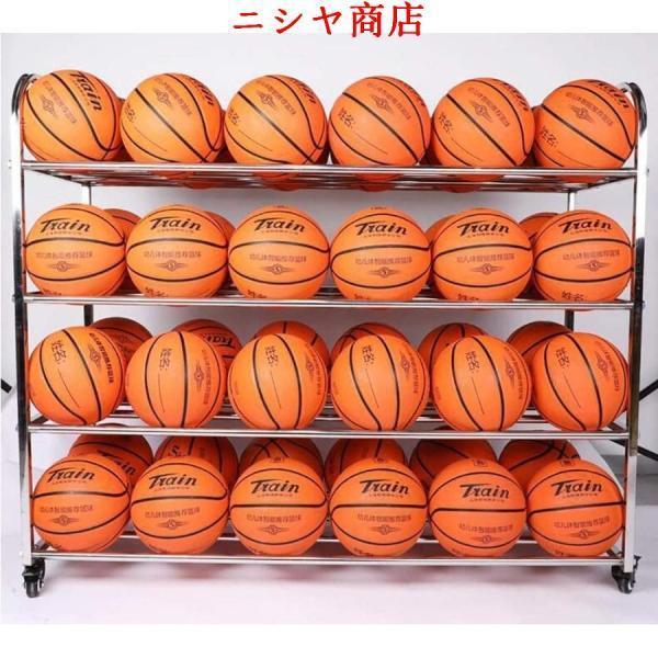 ボール整理カゴ オーガナイザー ステンレス製機器収納ラック ボール収納スタンド ホイール付き バスケットボール サッカー バレーボール用 (Size : 110x46x128cm_2