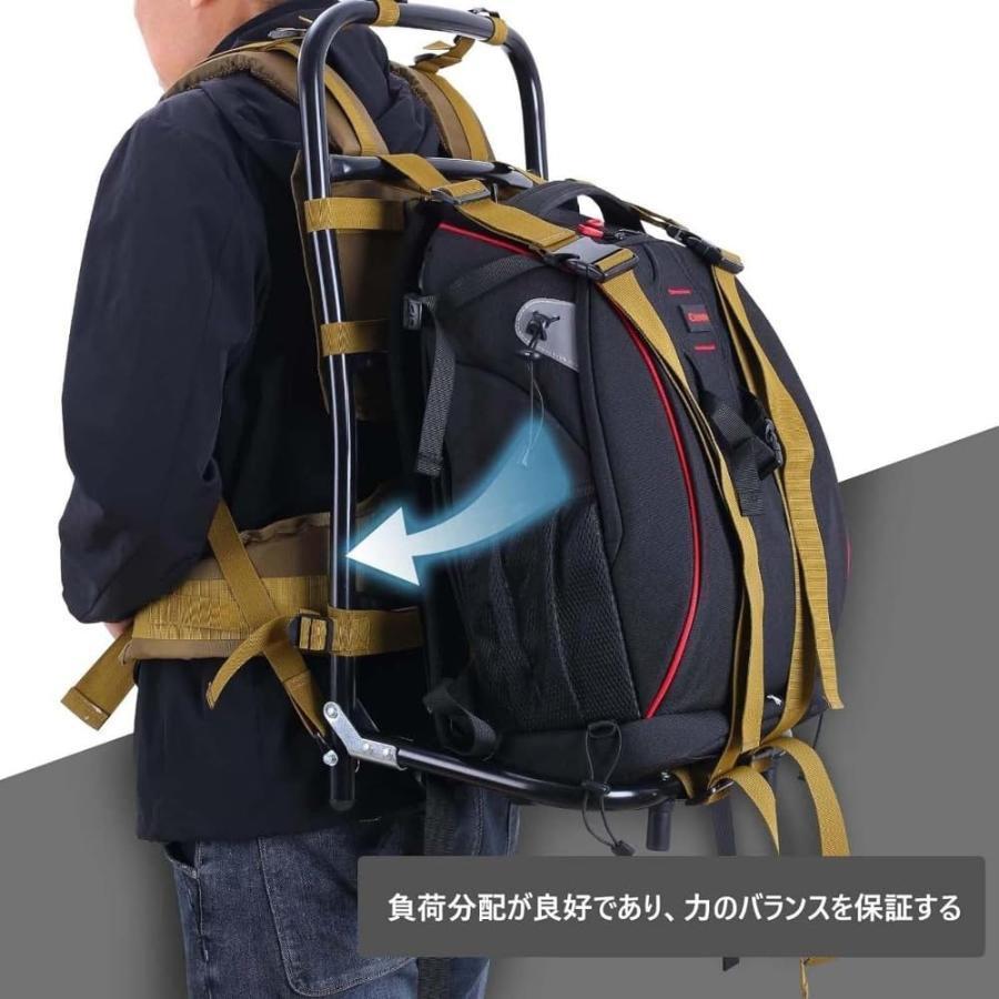背負子 キャリー アルミフレームパック 背負う補助具 背負い子 フレームパック キャリーカート 折りたたみ可能 着脱簡単 超荷重60kg 防水 釣り 登山 運搬 錆びに_4
