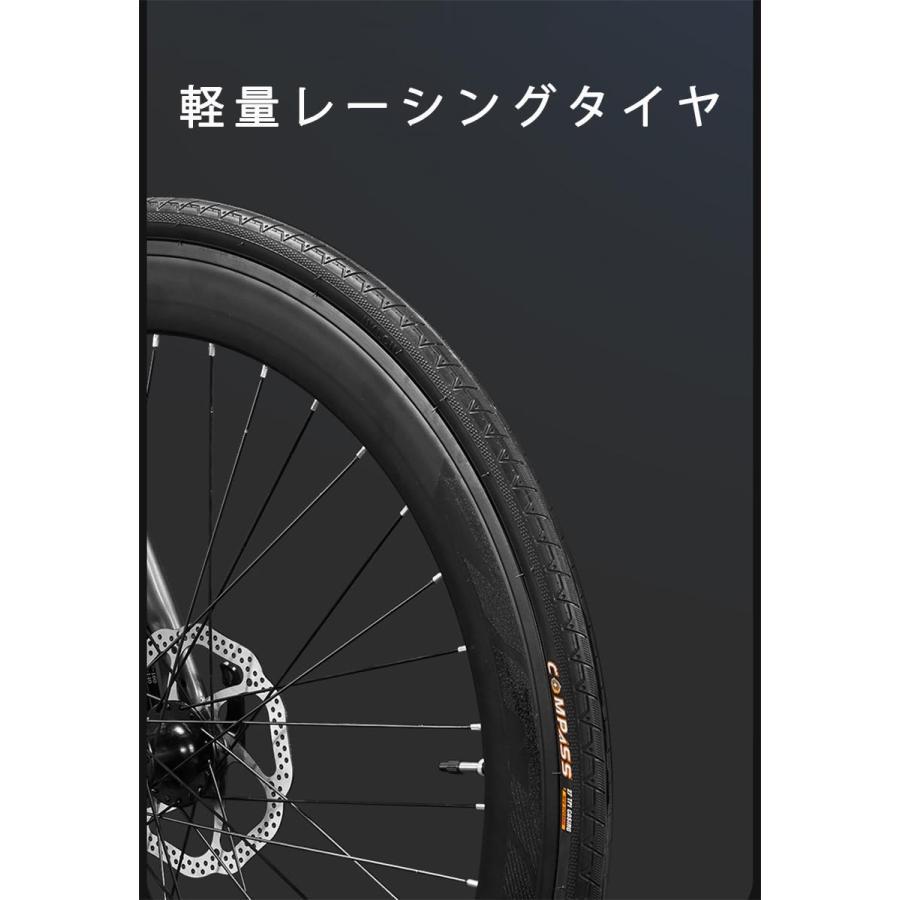 自転車 アルミフレーム ロードバイク ディスクブレーキ エアロロードバイク 16 ディレーラ デュアルコントロールレバ 700C 初心者 付の画像