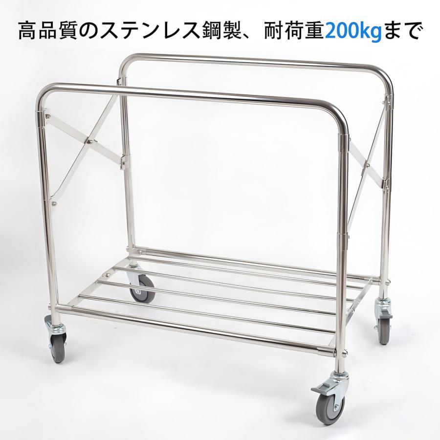 ホテルリネンカート ランドリーカート 業務用 キャスター付き 多目的 折りたたみ式 ブレーキ付 省スペース 大容量 業務洗濯物用かご 大型分別カート ホテ 学校_7