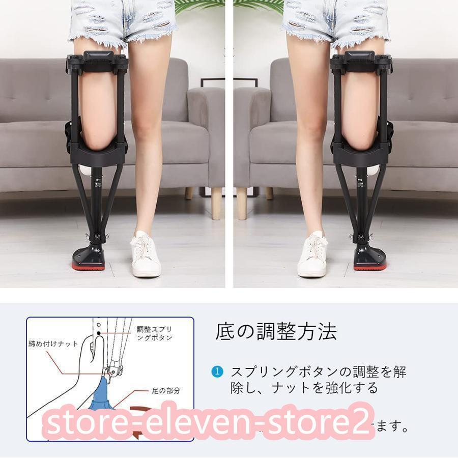 ハンズフリー松葉杖、歩行補助具痛みのない膝松葉杖脚、ハンズフリー松葉杖スプリングボタン痛みのない膝松葉杖高さ調節可能な片脚伸縮式ウォーカー_3