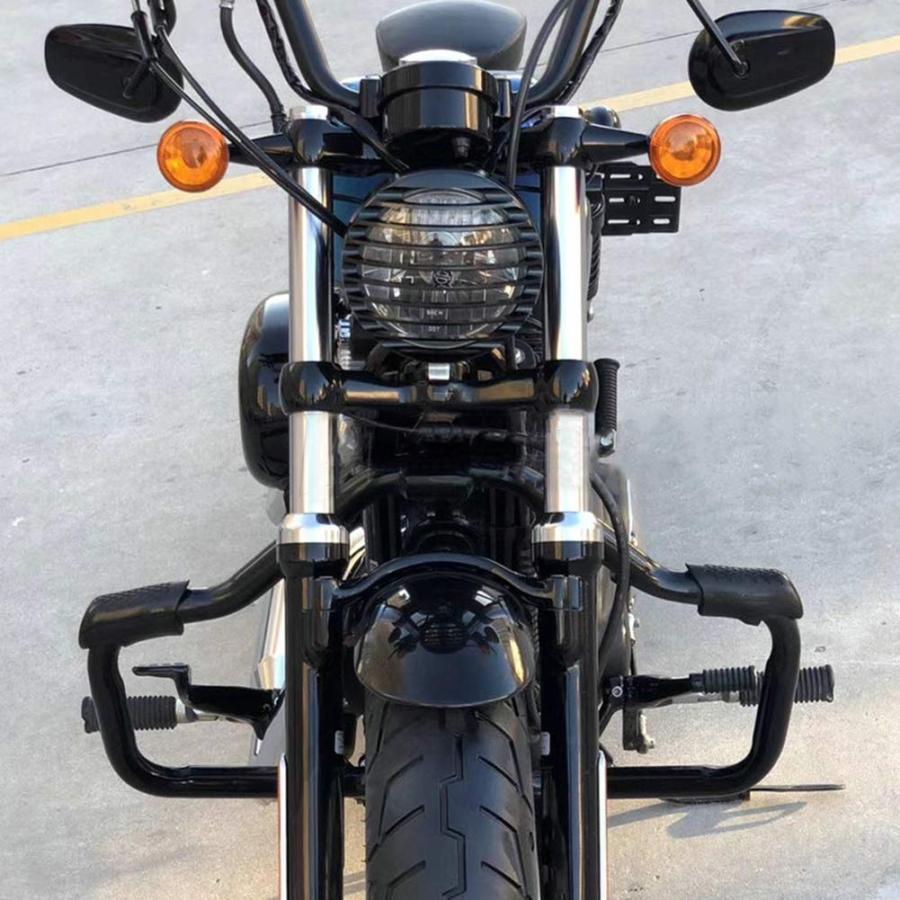 ハーレー用 フロント エンジンガード クラッシュバー 04-17年 スポーツスター 1200 883 XL 48 72 モデル対応 保護 マットブラックの画像
