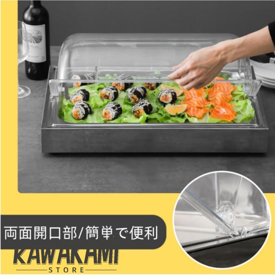 ステンレス製フードプレート ビュッフェサーバー フードディスプレイセット 冷食トレイ ディスプレイケース 54*34*25cm フード鮮度保持 刺身/シーフード/寿司/アの画像