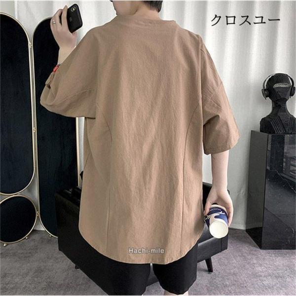 Tシャツ メンズ 半袖 綿 半袖tシャツ ティシャツ 大きいサイズ オーバーサイズ 無地 クルーネック 夏 サイトスリット｜amistad-2｜12