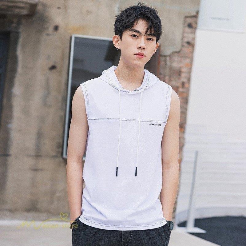 Tシャツ Tシャツ 着痩せ カットソー メンズ ノースリーブ パーカー フード付き おしゃれ 上品 メンズスタイル 着回し 刺繍 インナー アウター サマー風 夏コーデ ギフ 包装