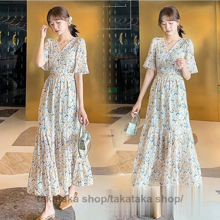 ワンピース レディース 40代 マキシワンピース 春夏 半袖ワンピース 花柄シフォン Vネック フレアスカート ひざ下 オシャレ結婚式ドレス お出かけ 大人 1rqgoho8aa Casacampo Com Gt