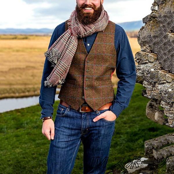 ベスト メンズ 秋冬 チョッキ 紳士服 スーツベスト 珍しい ジレベスト フォーマル ｖネック 新作 メンズファッション