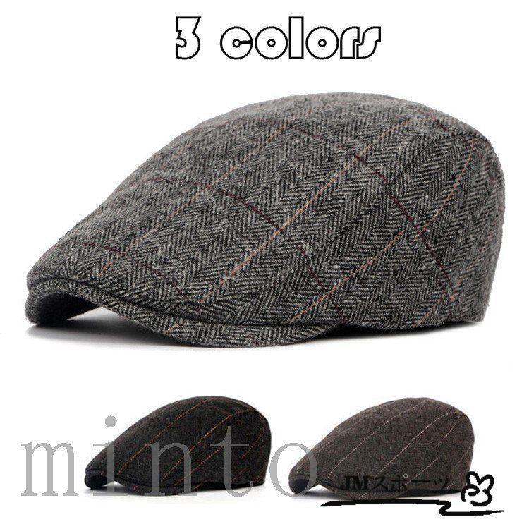 ハンチング帽子 メンズ帽子 冬帽子 ラシャ チェック柄 帽子 ぼうし 通気 耐寒 防風 保温 頭
