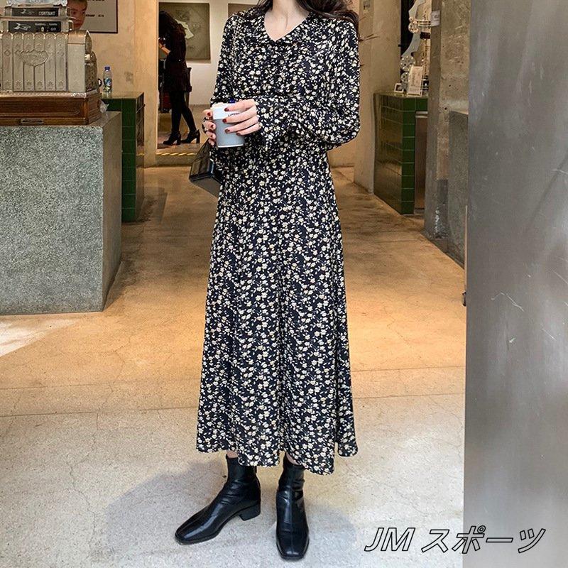 ワンピース 冬 花柄ワンピース 長袖ワンピース レディース 春夏秋冬 ロングワンピース マキシ きれいめ 着痩せ 韓国風 おしゃれ 大きいサイズ Ami Jm スポーツ 通販 Yahoo ショッピング