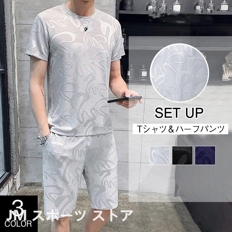セットアップ メンズ 上下セット Tシャツ 半袖 吸汗速乾 ショートパンツ 短パン ラウンドネック トップス