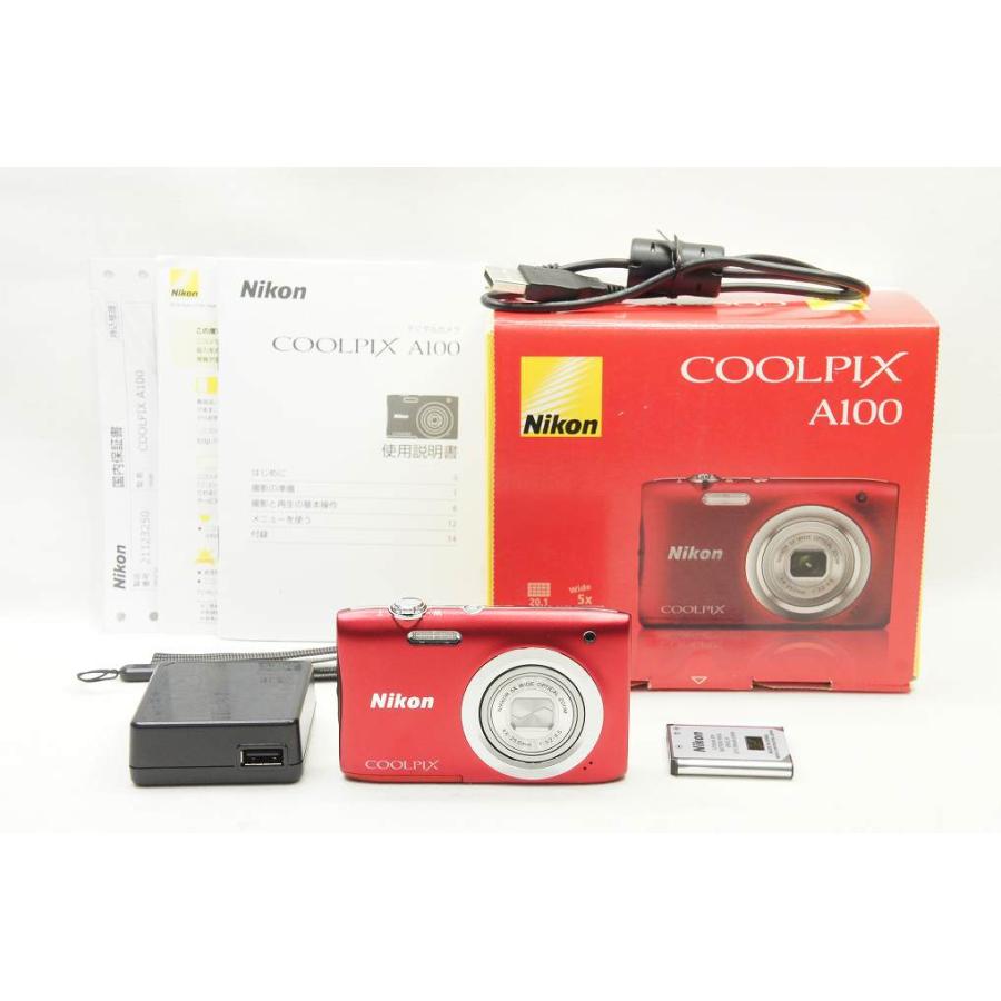 デジカメ Nikon ニコン COOLPIX A100 レッド 美品　ケース付き 中古】Nikon ニコン COOLPIX A100 レッド コンパクトデジタルカメラ 元