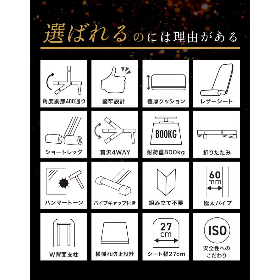 ★1年保証★ 4WAY トレーニングベンチ アジャスタブルベンチ デクラインベンチ インクラインベンチ フラットベンチ ベンチプレス トレーニング_3