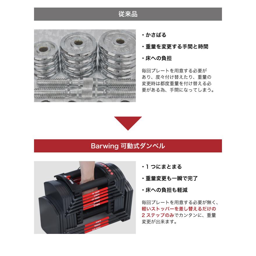 最新モデル  45段階調節 可変式ダンベル 40kg 2個セット 重量調節 アジャスタブルダンベル ブロックダンベル｜amj｜07