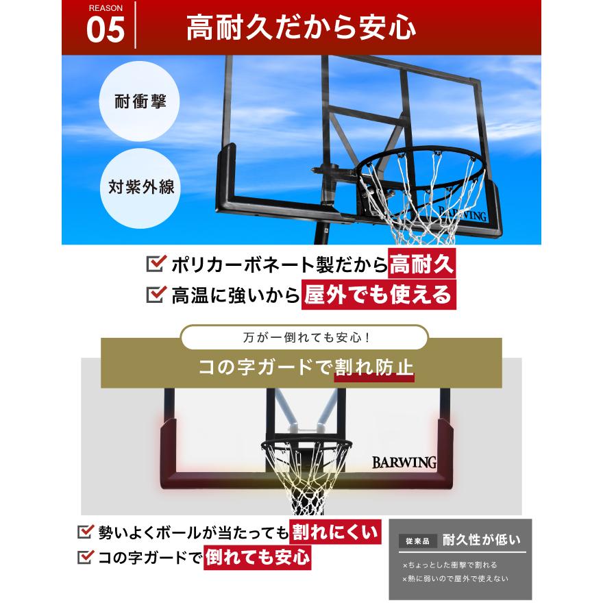YouTen バスケットゴール プロ級バックボード 130×80cm 無段階調節