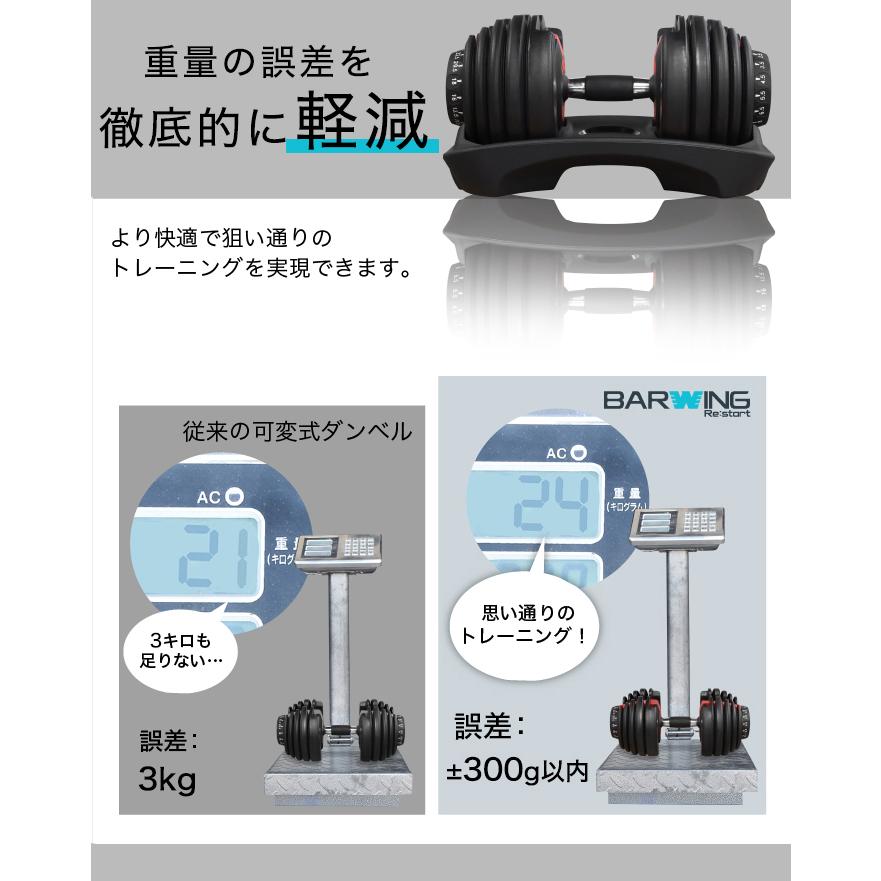 【新発売記念価格】 NEW 改良モデル 可変式ダンベル 24kg 2個セット 15段階調節 重量調節 アジャスタブルダンベル 2.5-24kg ウエイト｜amj｜04