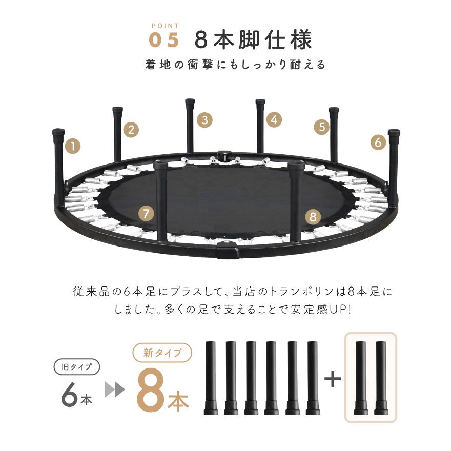 2024年新モデル登場 トランポリン 8本脚 静音 耐荷重150kg 127cm トランポリン 大きい 子供用 大人用 ダイエット クッション 折りたたみトレーニング｜amj｜11