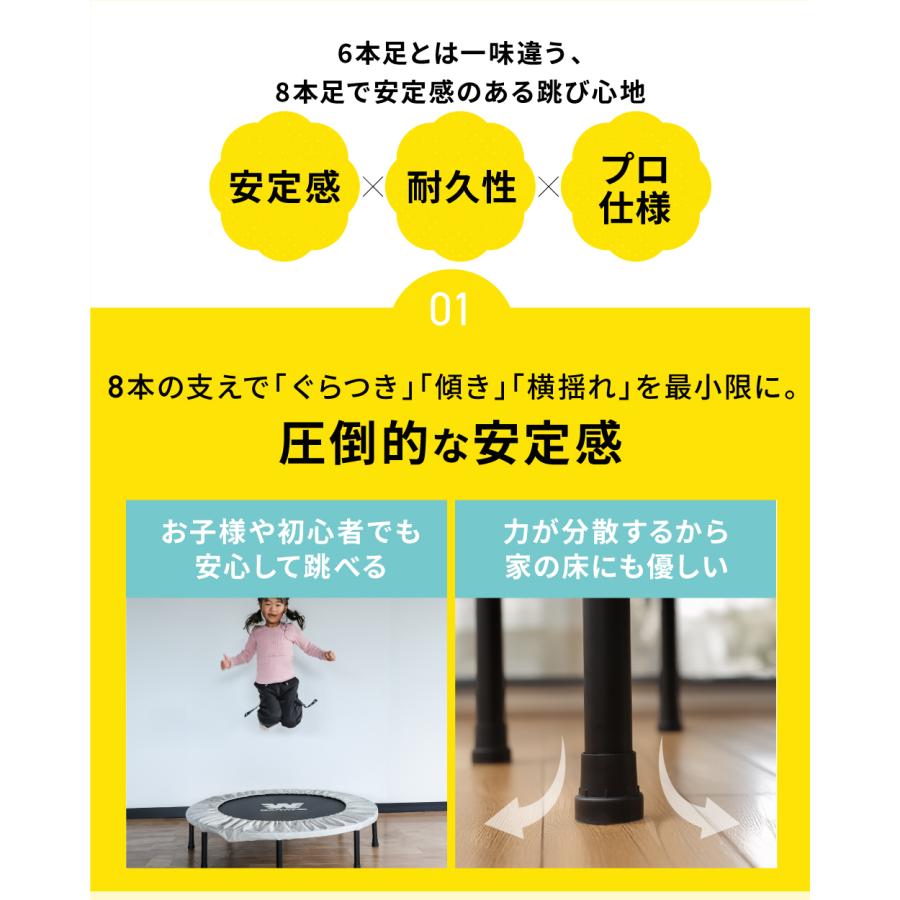 2024年新モデル トランポリン 耐荷重200kg折りたたみ式　大型 120cm Amazon | トランポリン フィットネス 折りたたみ式で 大型 8本脚 122cm