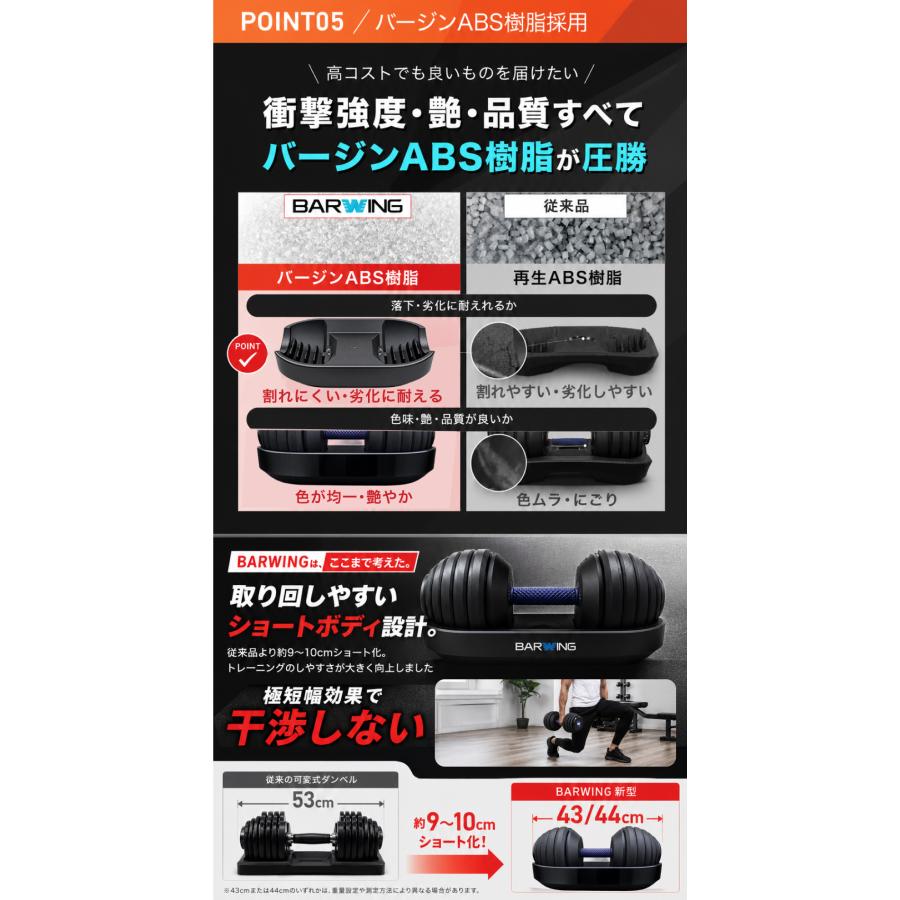 YouTen BARWING(バーウィング) NEW モデル 1kg刻み 可変式ダンベル