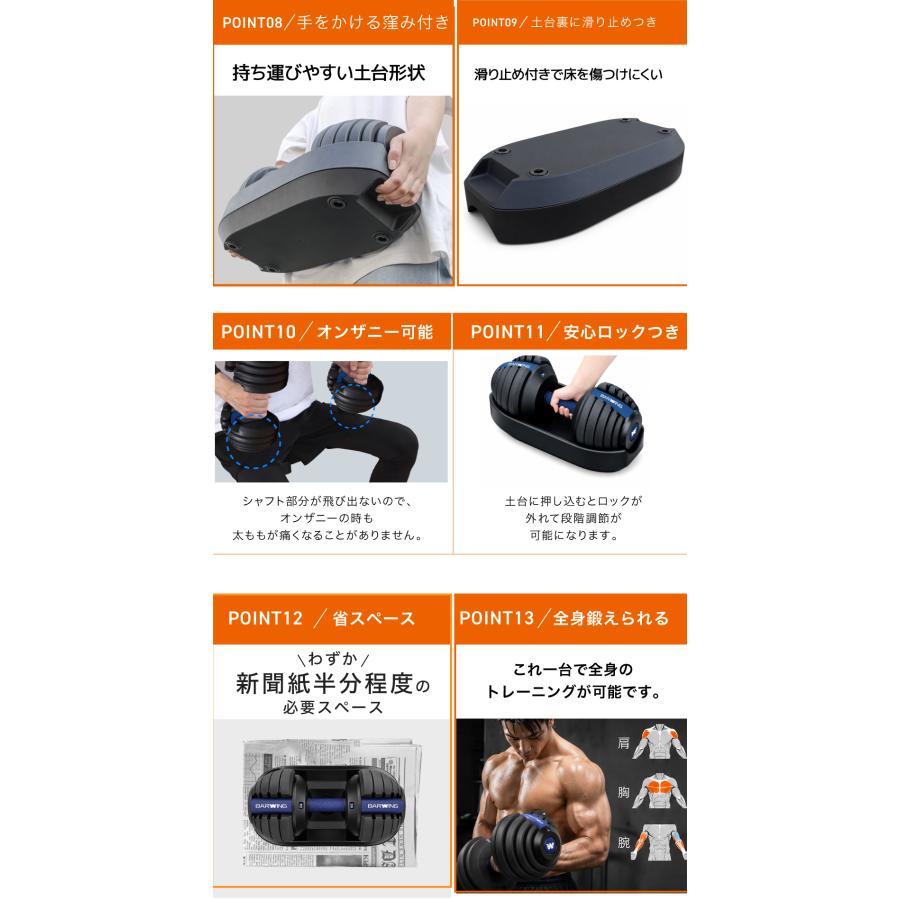 YouTen BARWING(バーウィング) NEW モデル 1kg刻み 可変式ダンベル