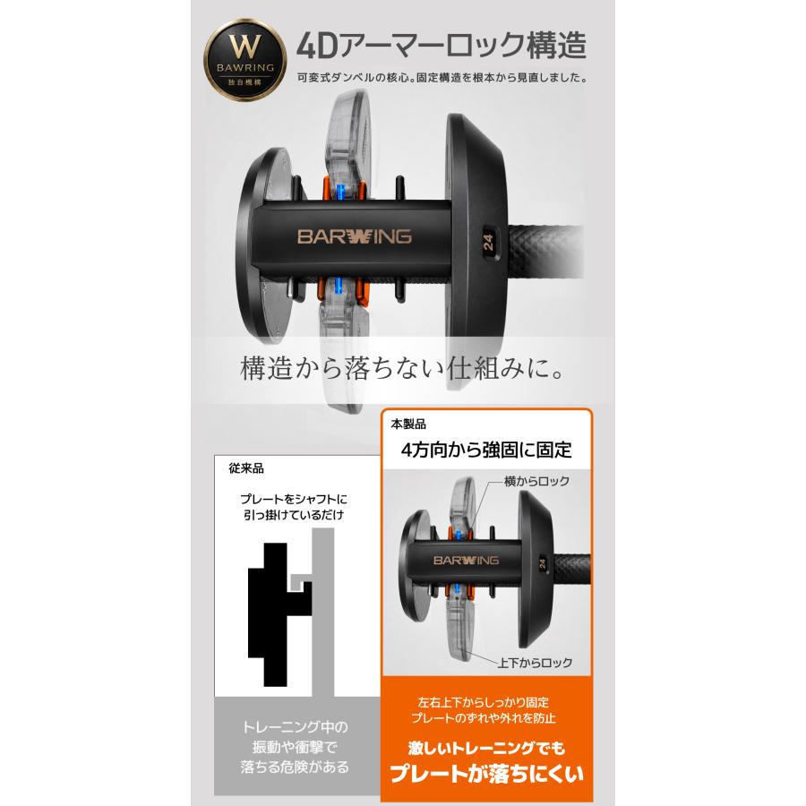 YouTen BARWING(バーウィング) NEW モデル 1kg刻み 可変式ダンベル