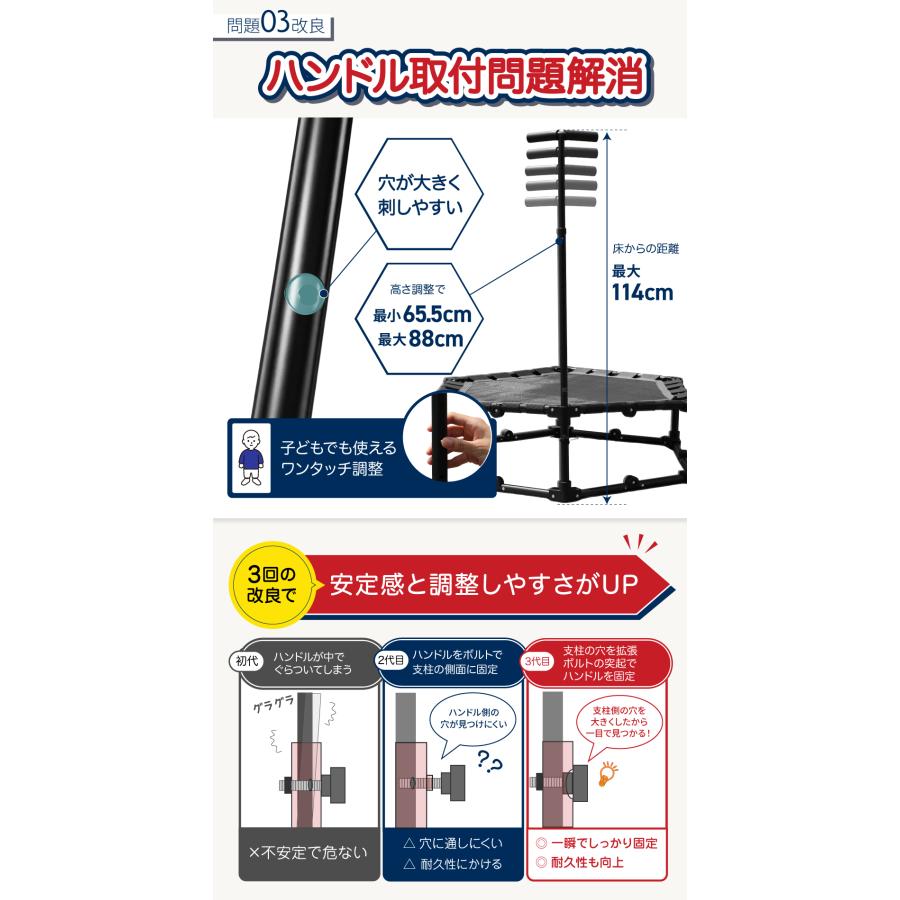 YouTen トランポリン ハンドル付き 耐荷重 300kg カバー無し