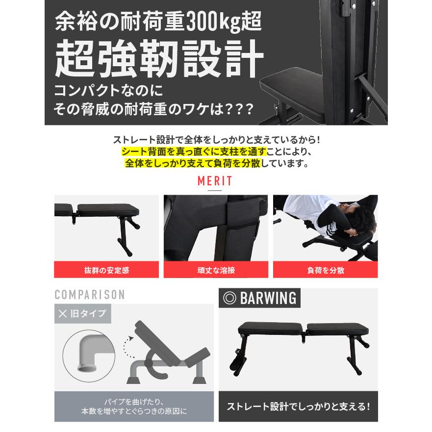 トレーニングベンチ（フルスペックモデル）5段階調節 耐荷重300kg インクラインベンチ フラットベンチ｜amj｜12