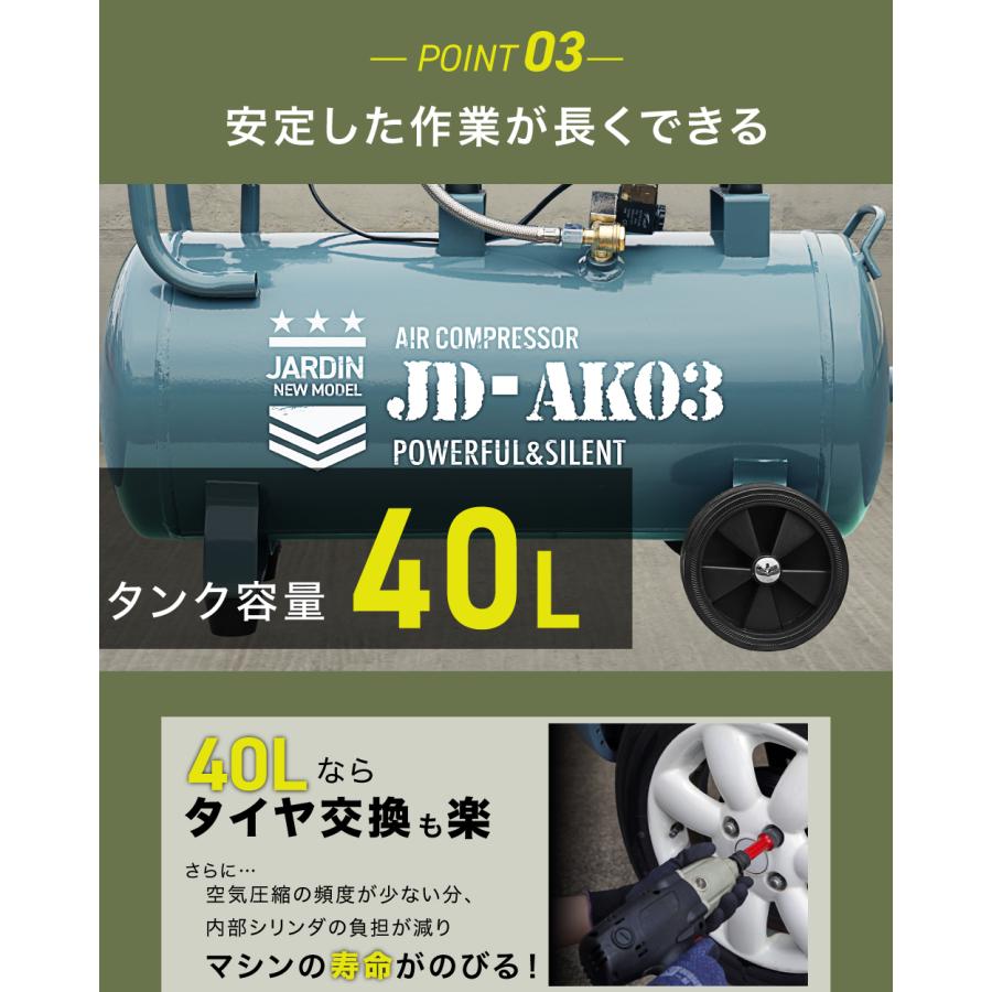 ☆1年保証☆ エアーコンプレッサー 吐出口2個 40L 小型 車 静音 ハイ
